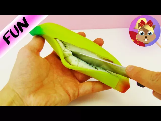 让我们剪开看看,舒缓减压黄色香蕉 里面是什么?粘土,史莱姆 还是海绵?